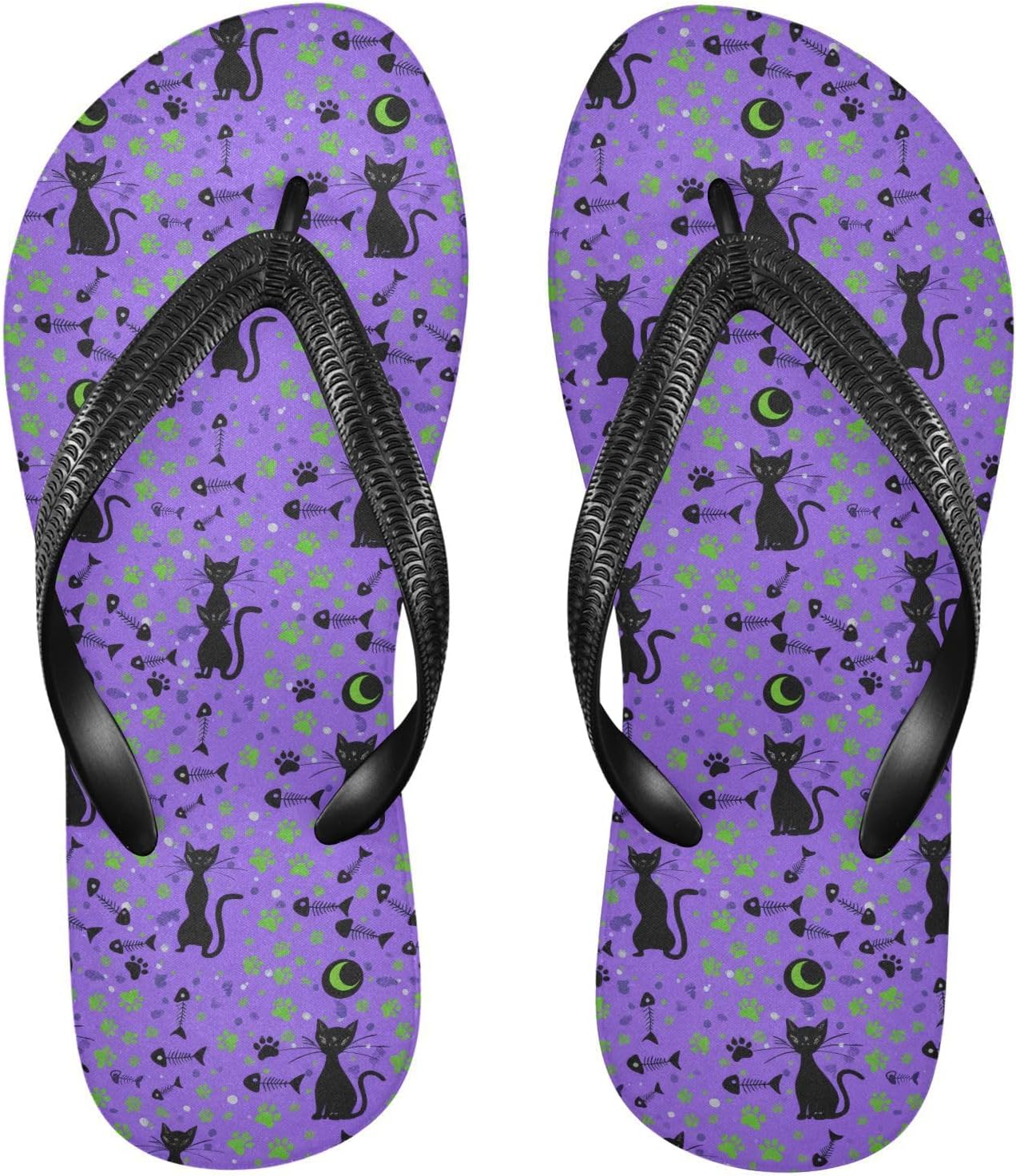 

Сандалии-шлепанцы Black Cats Green Paw Purple для пляжа, летнего отдыха, для женщин и мужчин Kfbe