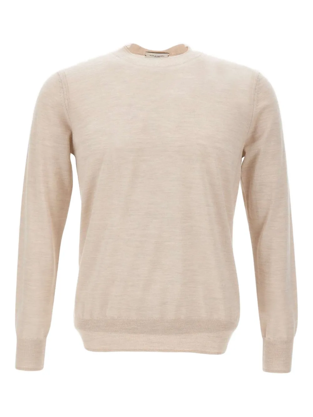 

Свитер с круглым вырезом и манжетами в рубчик Paolo Pecora, нейтральный