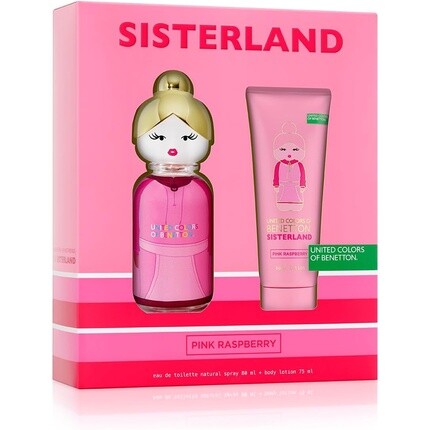 

Подарочный набор Benetton Sisterland Pink Raspberry для женщин Edt 80 мл + лосьон для тела 75 мл — стойкий — свежий, молодой и современный аромат — цветочные, нероли и мускусные ноты — идеально подходит для повседневного ношения, Ultimate Ears