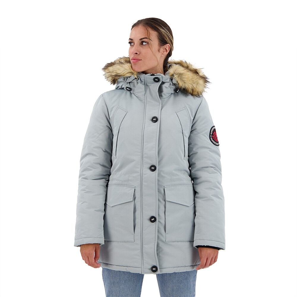 

Парка Superdry Everest Faux Fur, серый