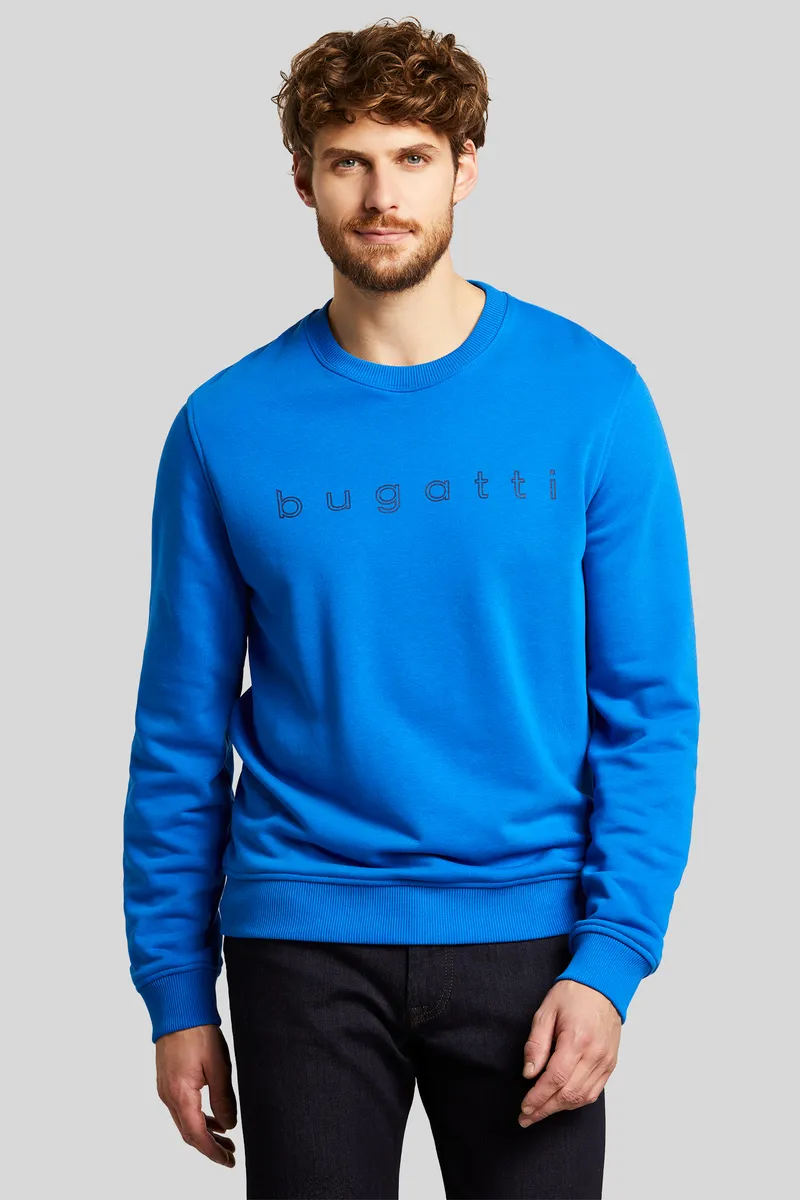 

Свитер bugatti с круглым вырезом из натурального хлопка, синий