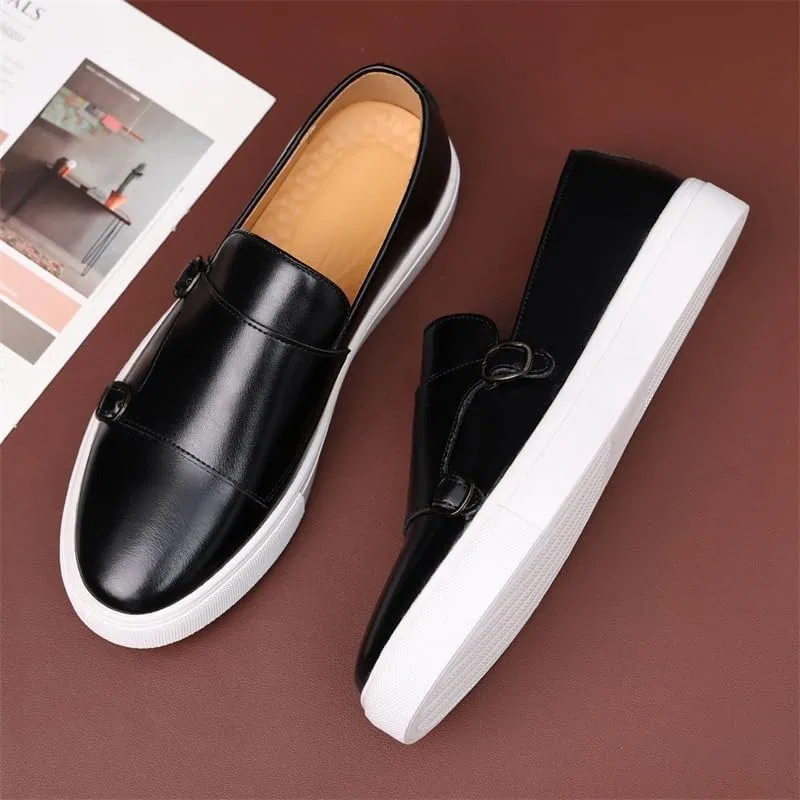 Мокасины кожаные мужские, на шнуровке, модель Dress Loafers, черный UOPYNE — фото 2