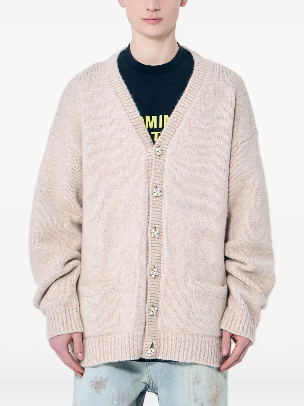

Кардиган, украшенный искусственным жемчугом VETEMENTS, нейтральный
