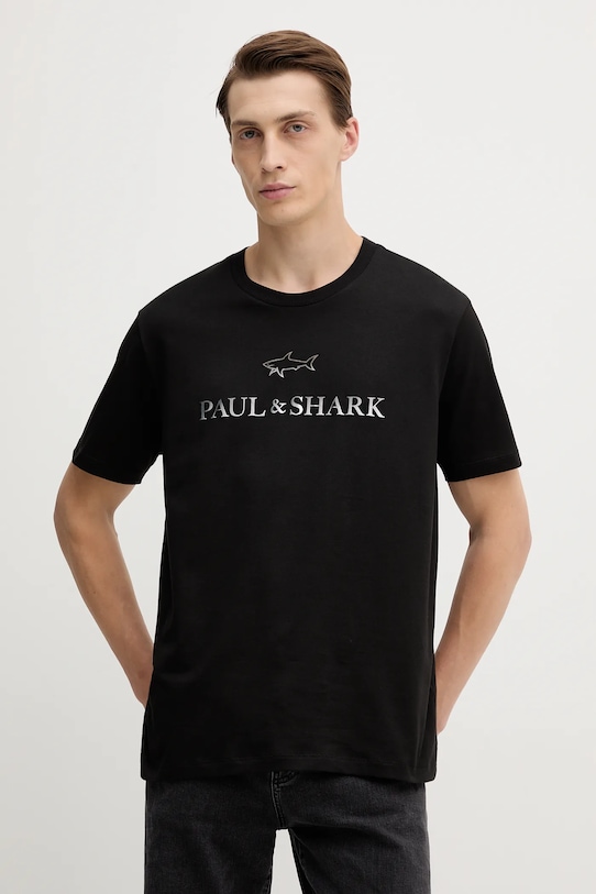 

Хлопковая футболка Knitwear Paul&Shark, черный