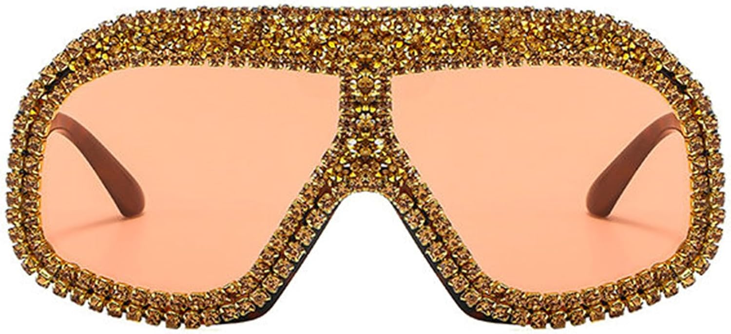 

Солнцезащитные очки Willochra Diamond Shield для женщин, цельные, модные, с плоской верхней частью, увеличенной оправой с драгоценными камнями, для рейв-вечеринок, Yellow