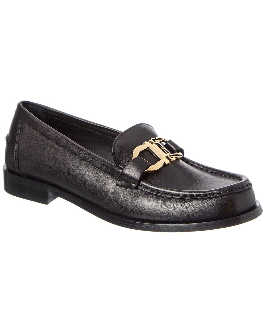 Феррагамо Лоферы из кожи с узором Gancini Salvatore Ferragamo, черный