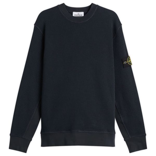 

Толстовка с круглым вырезом и вафельной текстурой Stone Island, темно-синий синий