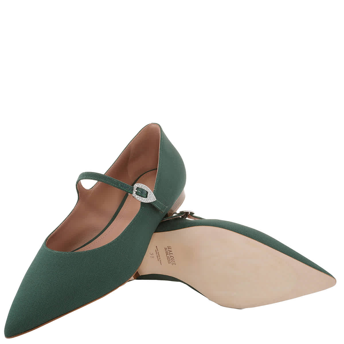 Malone Souliers Kate Grosgrain Туфли Мэри-Джейн, зеленый — фото 2