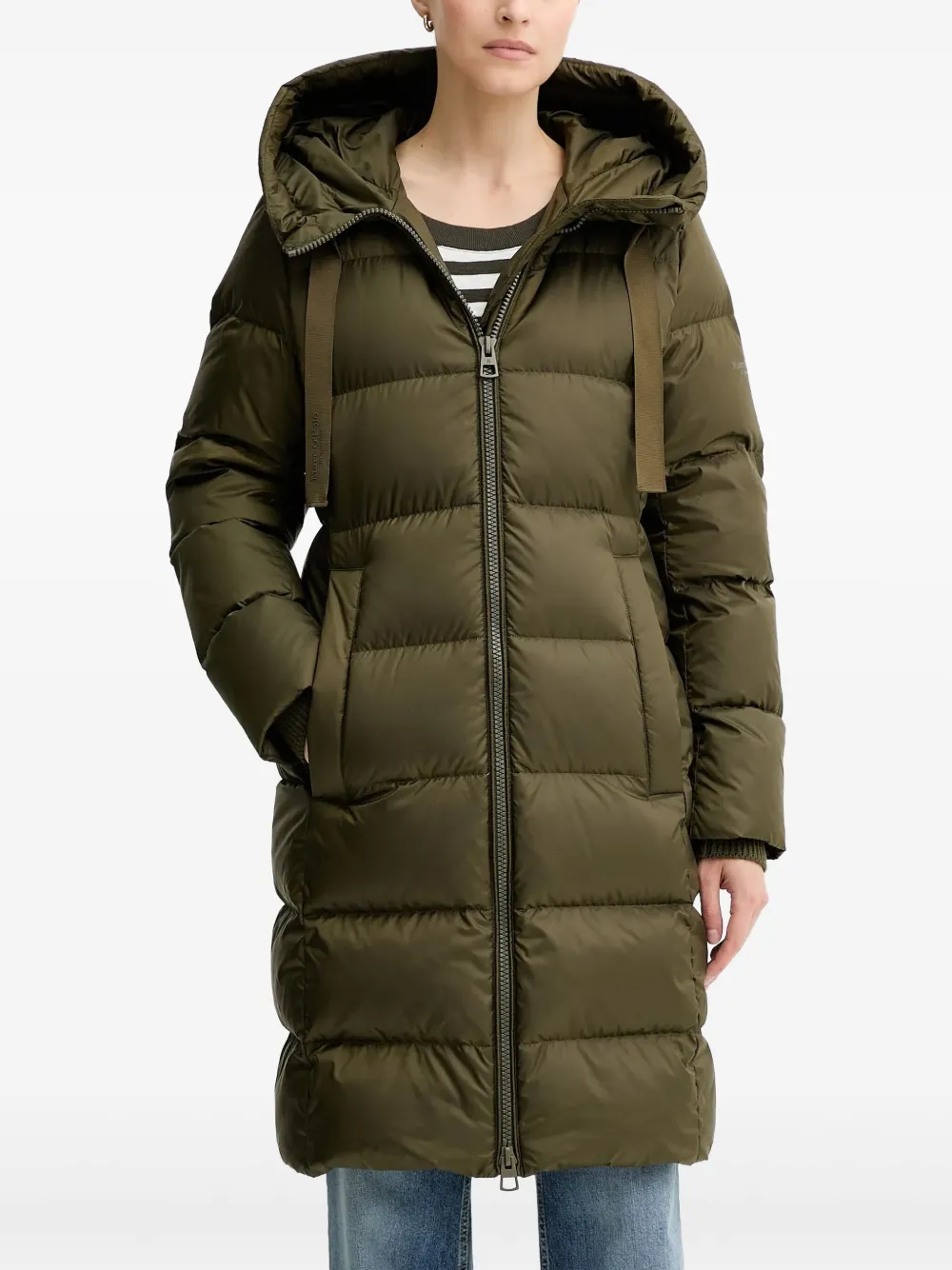 

Пальто на молнии с капюшоном Marc O'Polo, зеленый