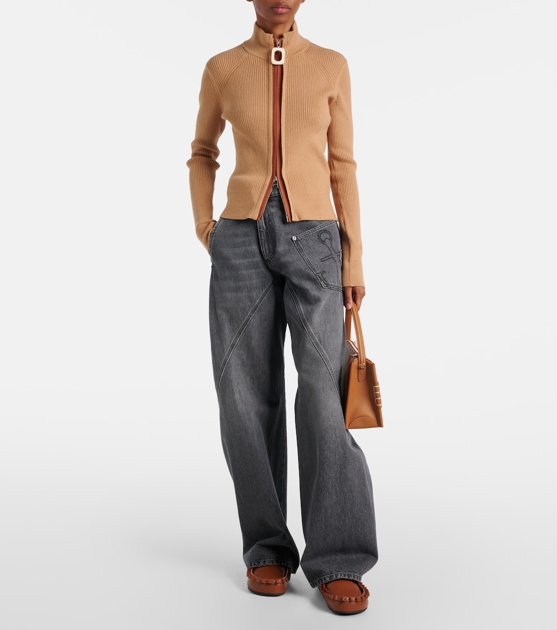 Кожаные мюли с оборками JW Anderson, желто-коричневый — фото 3