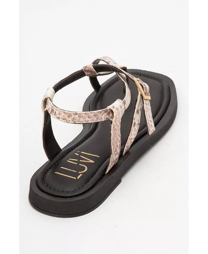 Моргана Кожаные Сандалии-танга для женщин Forever & Always Shoes, коричневый — фото 4
