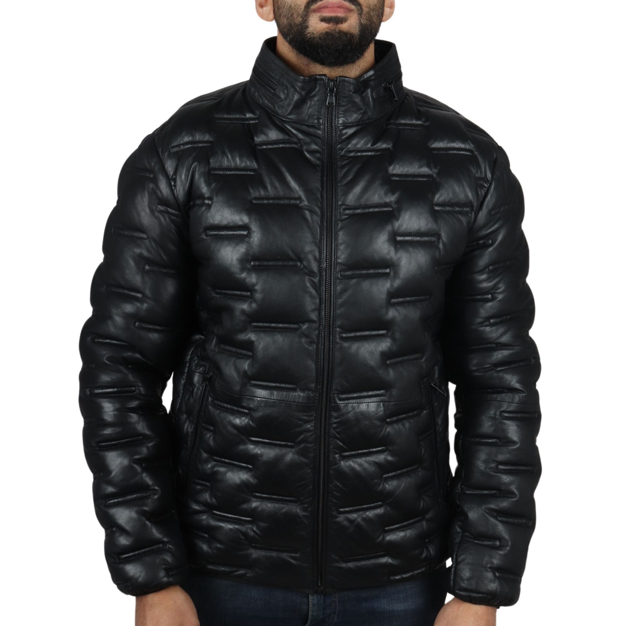 

Стеганая куртка из натуральной кожи длиной до талии TruClothing, черный