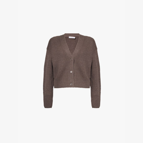 

Шерстяной кардиган York с v-образным вырезом Max Mara, коричневый