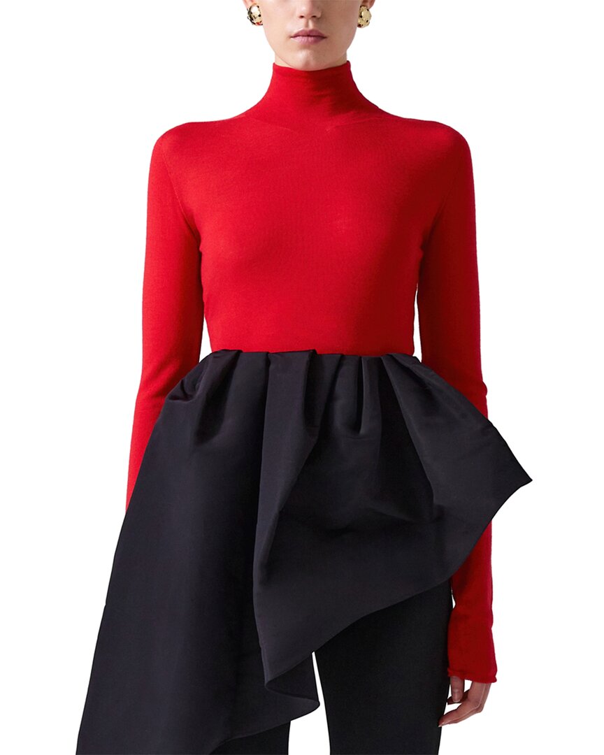 

Carolina Herrera Тонкий вязаный водолазка Шерстяной топ, красный