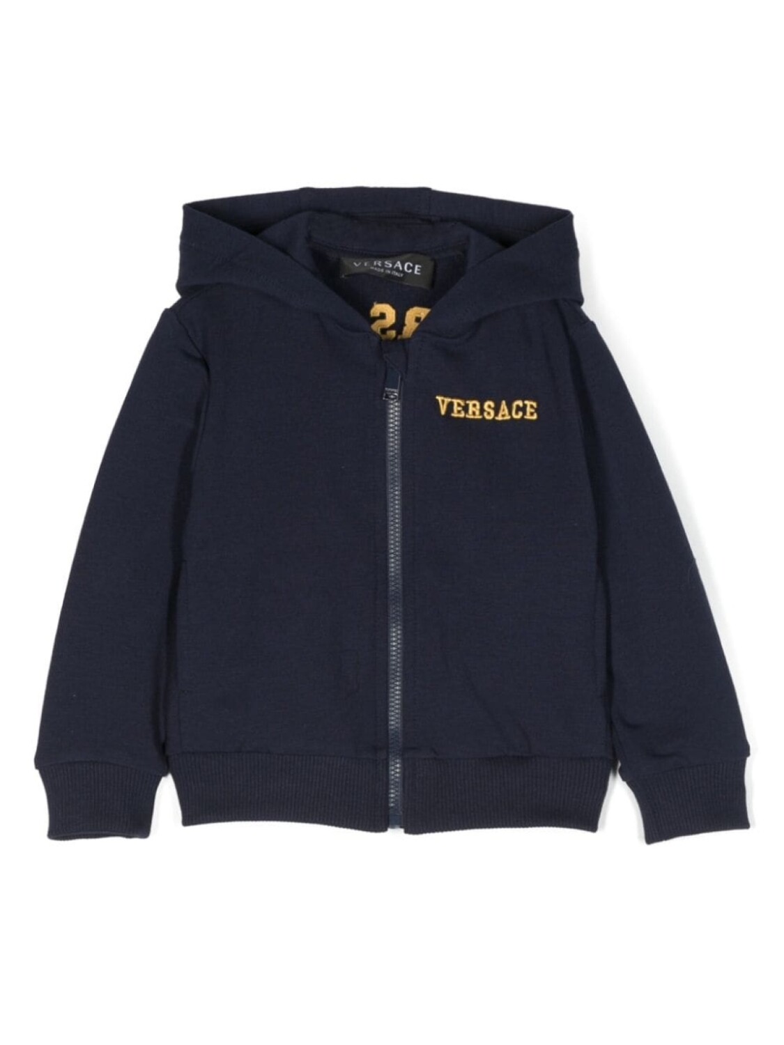 

Versace Kids худи на молнии с вышитым логотипом, синий