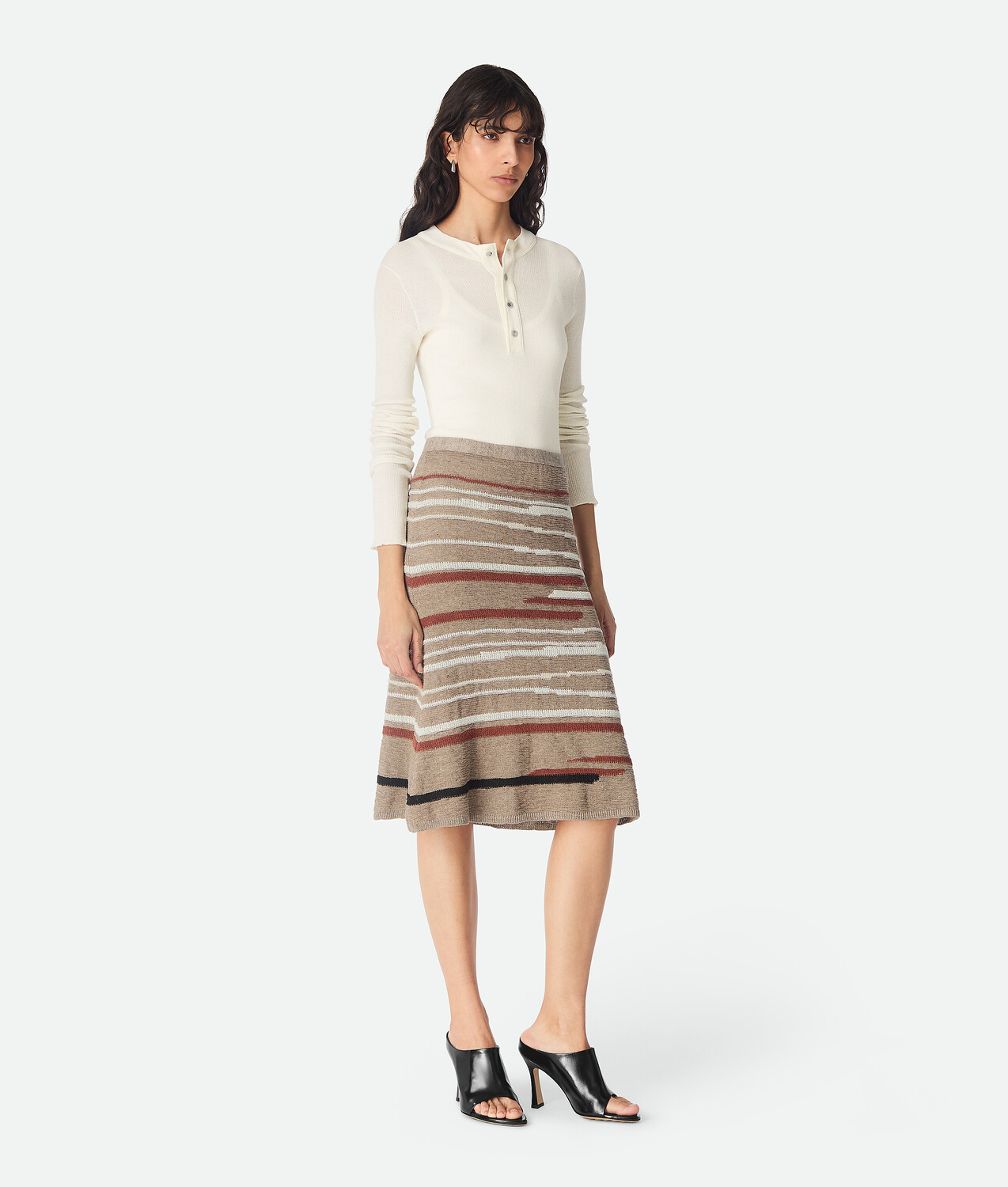 

Linen and cotton skirt BOTTEGA VENETA, каменный мел/клен/мел