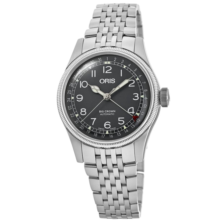 

Часы Oris Big Crown Pointer Date с черным циферблатом из стали унисекс 01 754 7749 4064-07 8 17 22