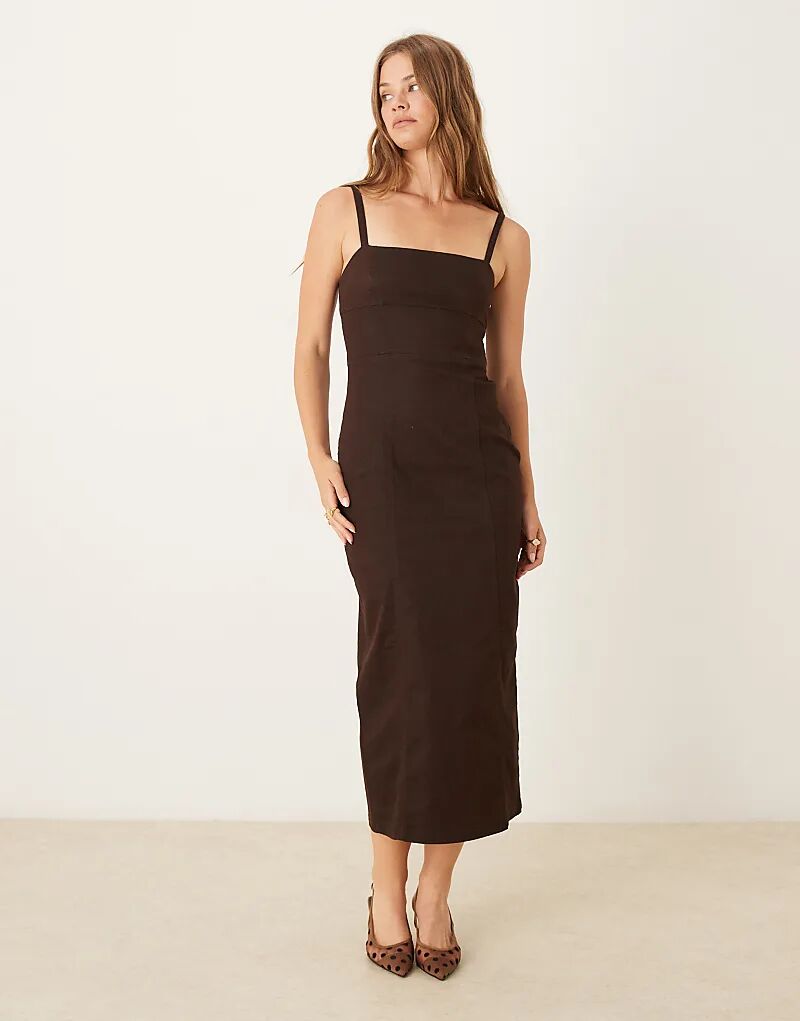 

Джинсовое платье мидакси ASOS DESIGN шоколадного цвета