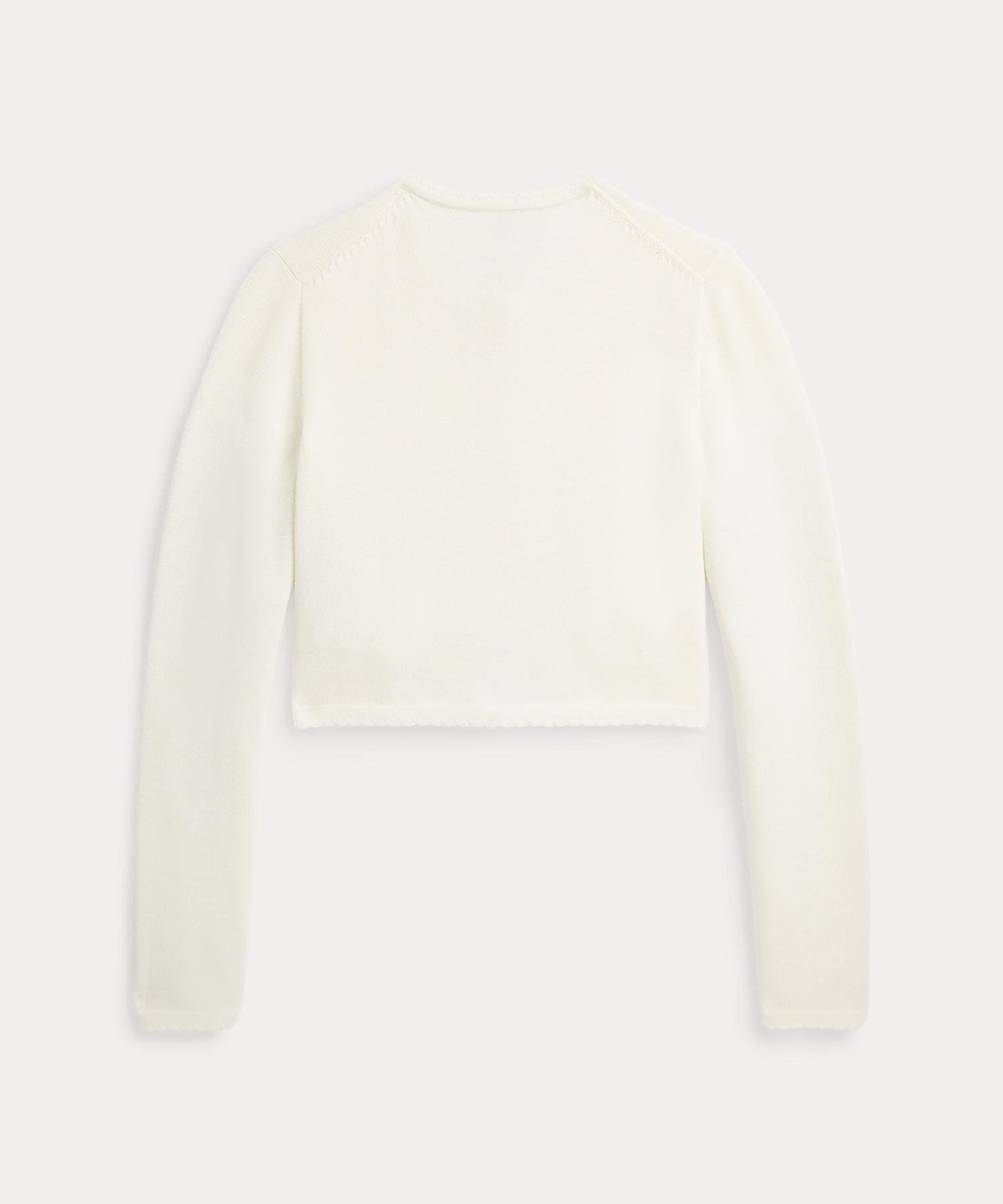 (Девочки 7-16 лет) Хлопковый кардиган с фестончатой отделкой Polo Ralph Lauren, 101 Natural — фото 2