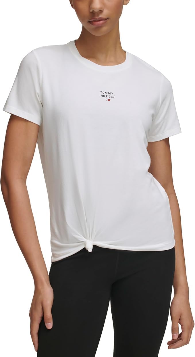 

Женская футболка с короткими рукавами и принтом логотипа Tommy Hilfiger, White, Белый, Женская футболка с короткими рукавами и принтом логотипа Tommy Hilfiger, White