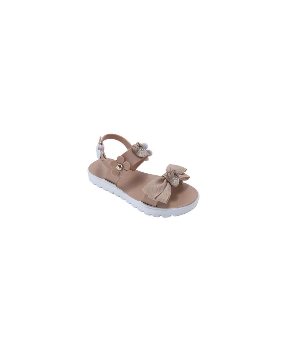 Детские сандалии PCU с бантиком и подвесками Bebe, Tan