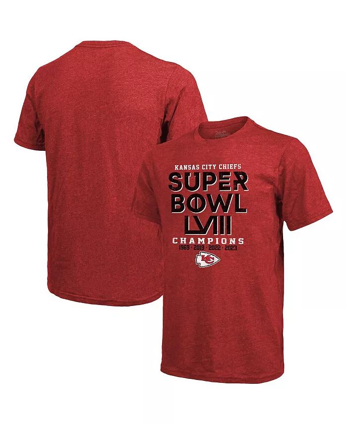 

Мужская красная футболка Kansas City Chiefs Super Bowl LVIII Champions Tri-Blend Majestic