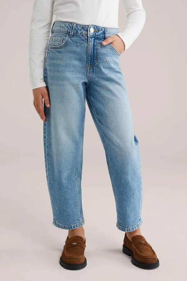 Джинсы свободного кроя бочкообразной формы We Fashion, Blue