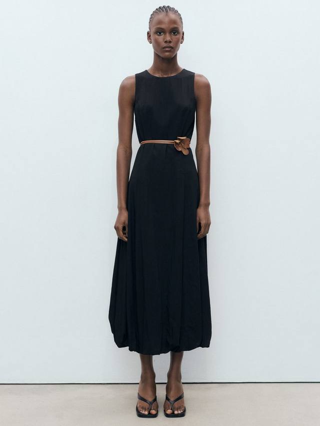 

Платье миди с баской в стиле Pumpkin Bubble Mango, Black