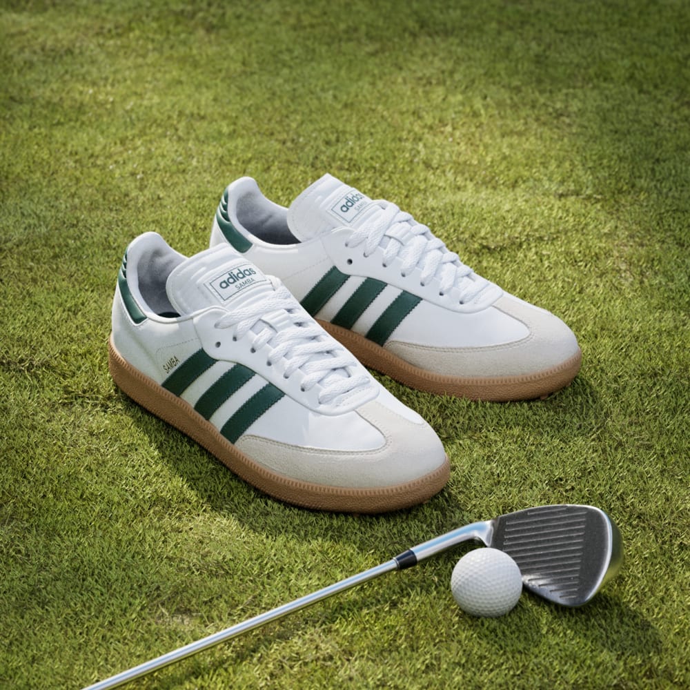 Кроссовки Adidas Samba Spikeless Golf Shoes, цвет Cloud White/Collegiate Green/Gum — фото 4