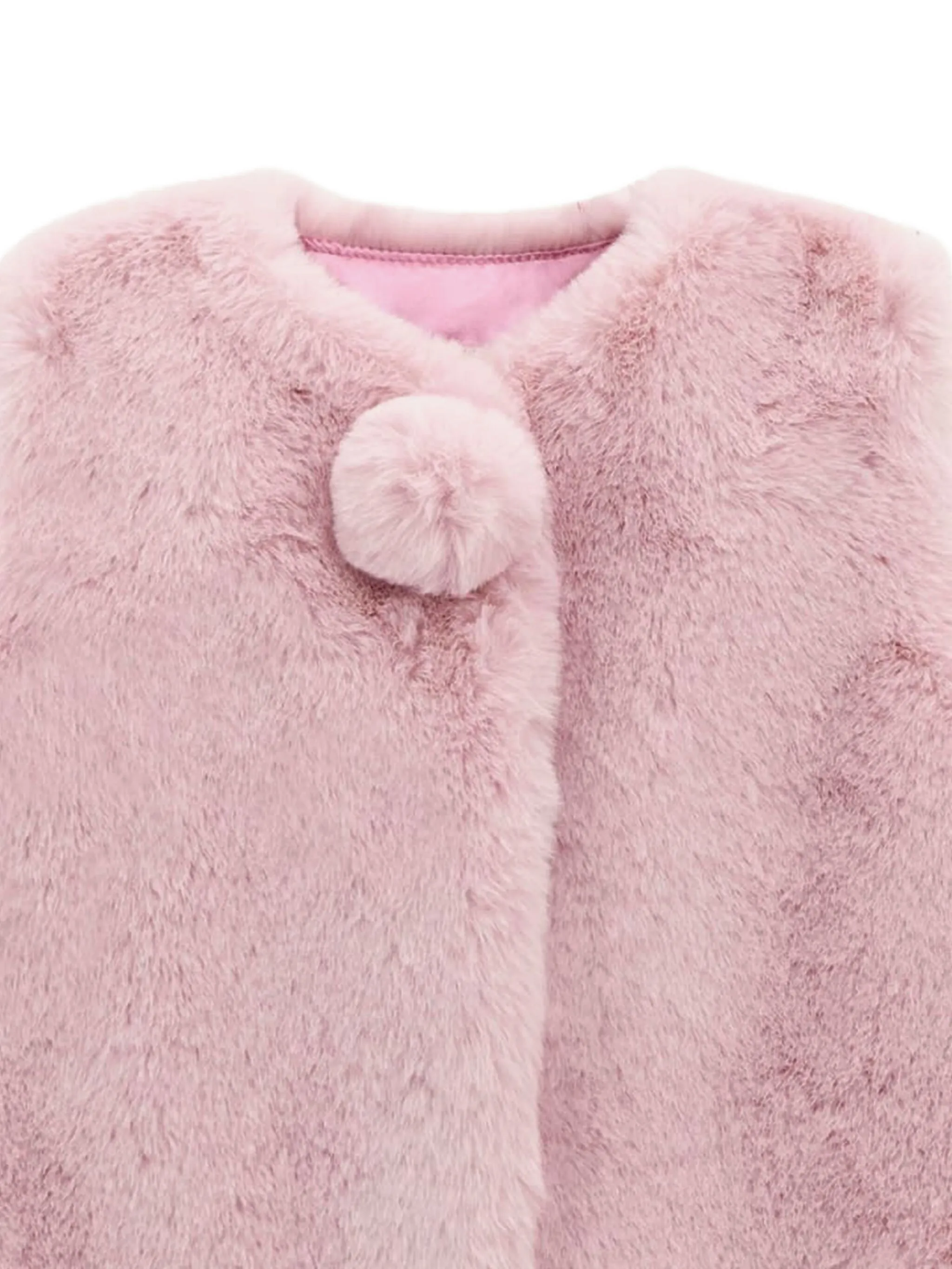 

Жилет из искусственного меха с помпонами Guess Kids, розовый