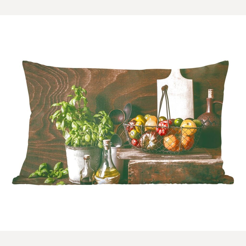 

MuchoWow Декоративная подушка Диванная подушка Декоративная подушка для гостиной 50 x 30 см Овощи - Травы - Деревенский стиль - Натюрморт - Базилик - Чехлы на диванные подушки - без наполнителя