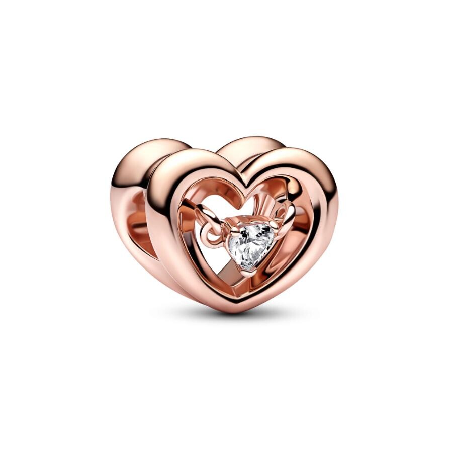 

Шарм Radiant Heart & Floating Stone Pandora, покрытие - розовое золото