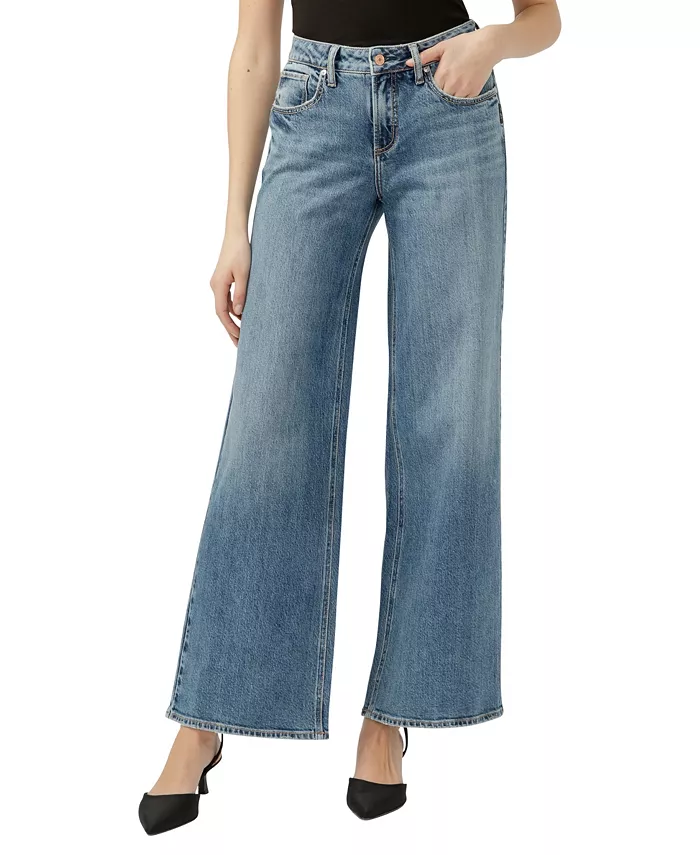 

Женские джинсы Suki Curvy Fit Wide со средней посадкой Silver Jeans Co., синий