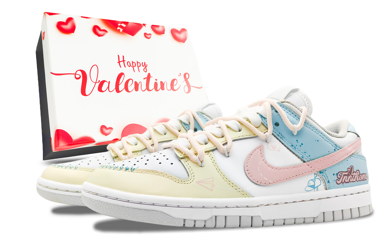 

Кроссовки Nike Dunk Skateboarding Shoes Women's Low-top Yellow/blue, белый