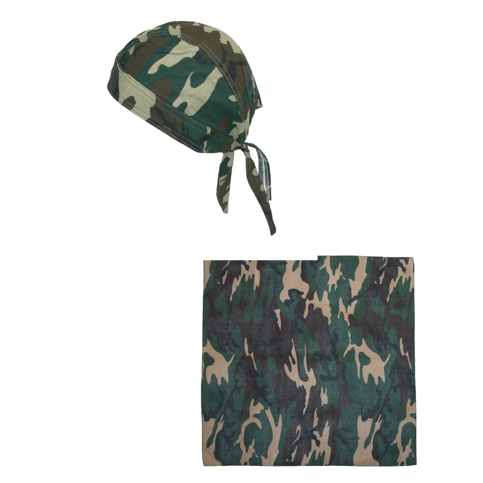 

Мужская кепка с камуфляжным принтом Skull Do Rag на хлопковой подкладке с банданой в комплекте CTM, цвет multi
