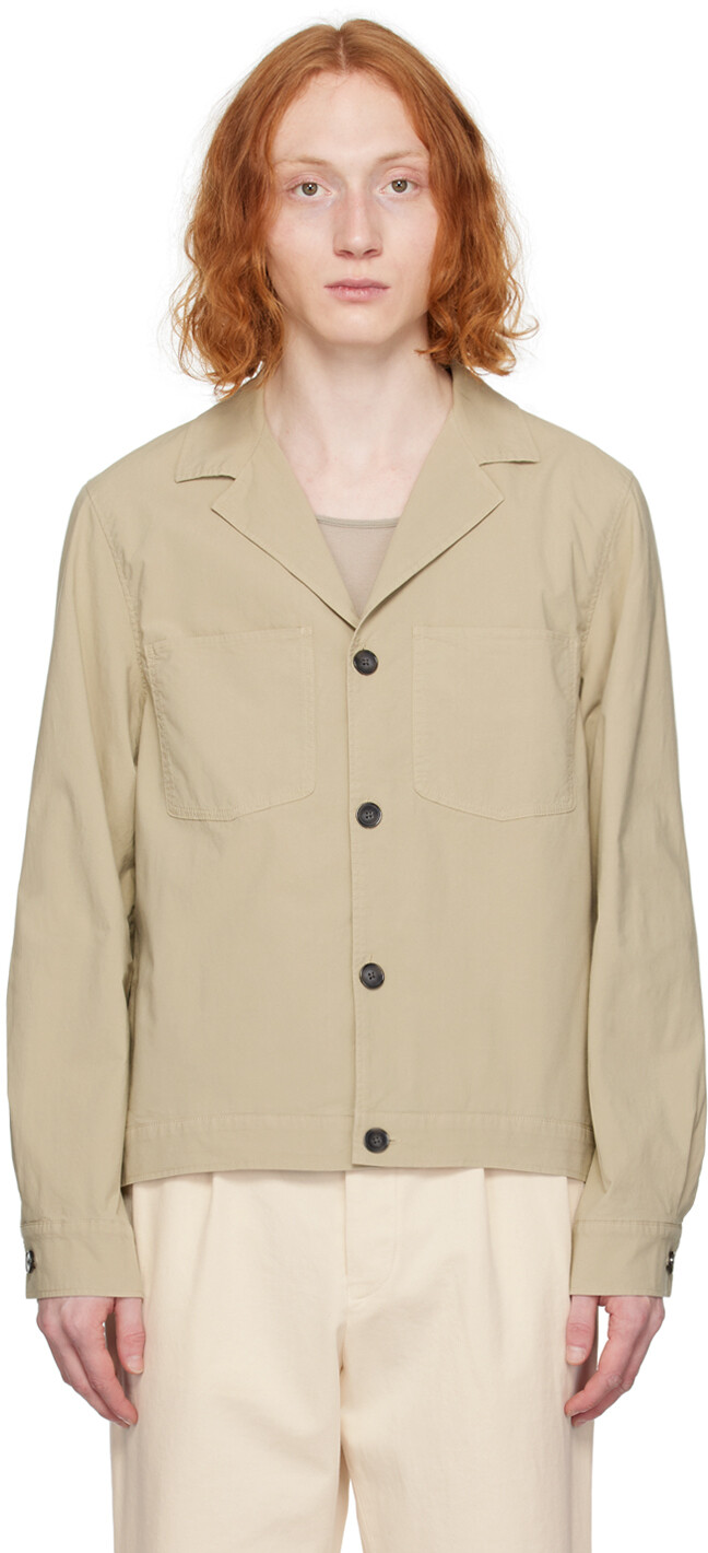 

Бежевая рубашка с длинным рукавом и карманами Officine Generale