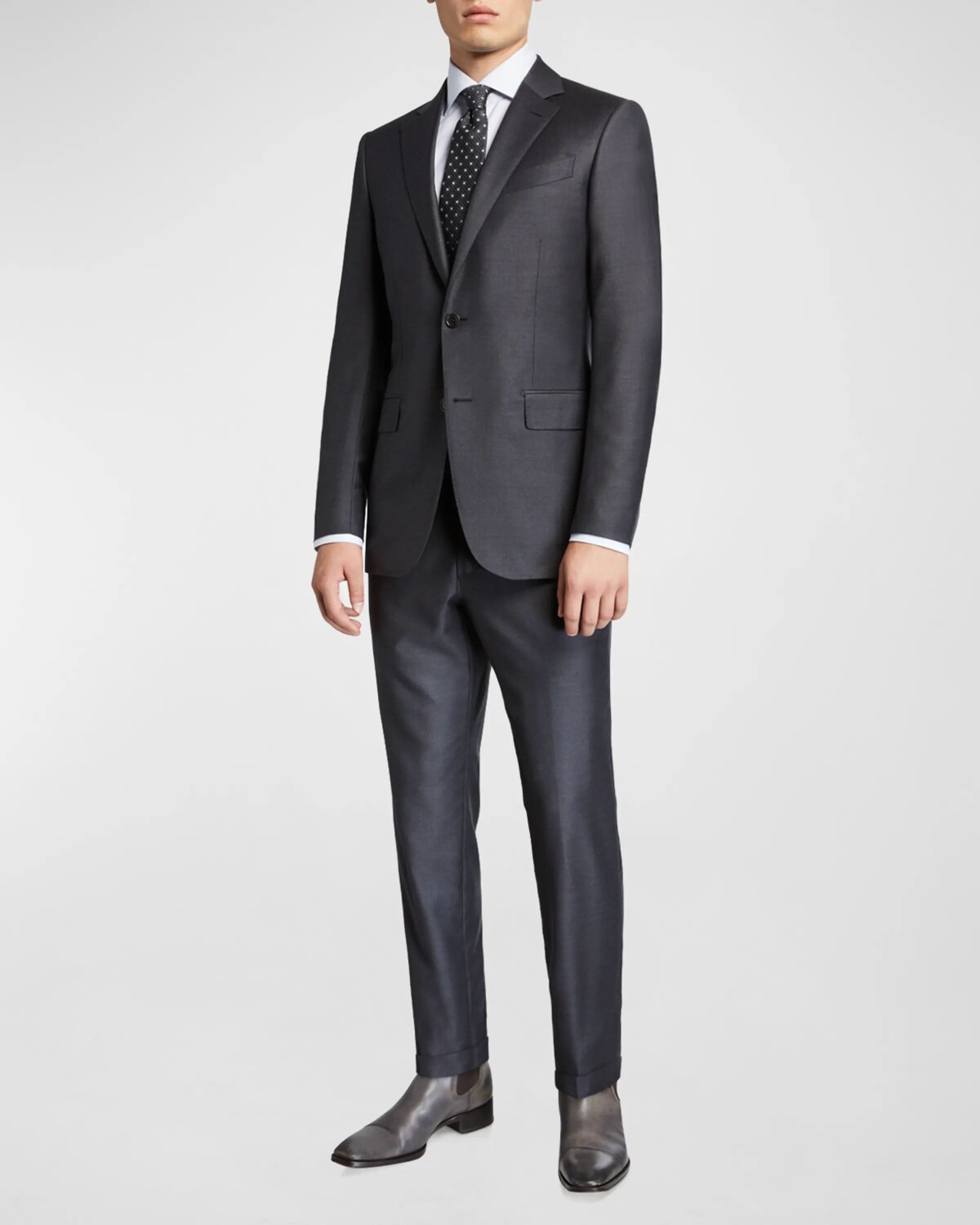 

Мужской шерстяной костюм-двойка Trofeo Milano ZEGNA, цвет Dark Grey Solid