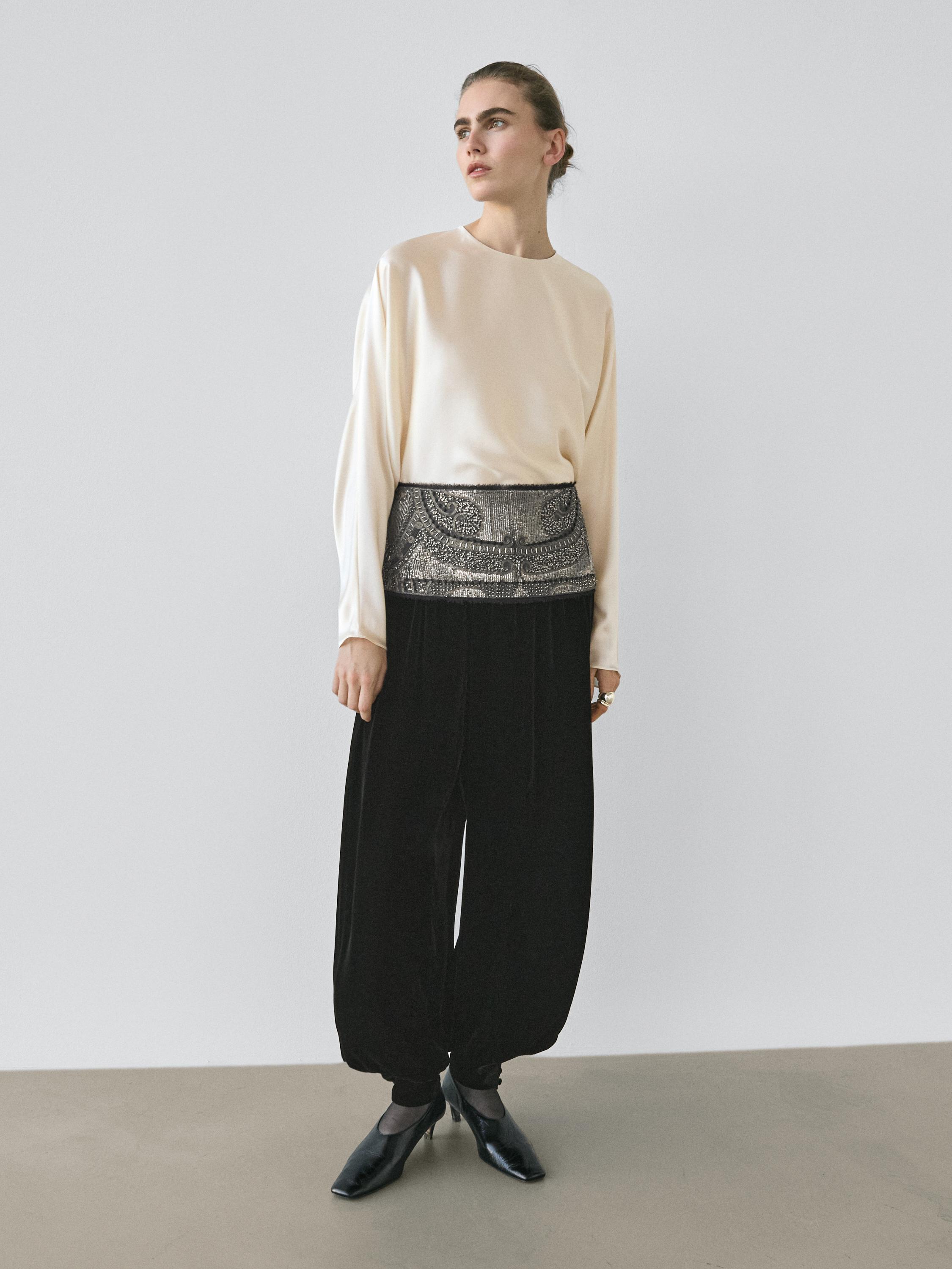 

Блуза из 100% шелка с рукавами «летучая мышь» - Studio Massimo Dutti, cream