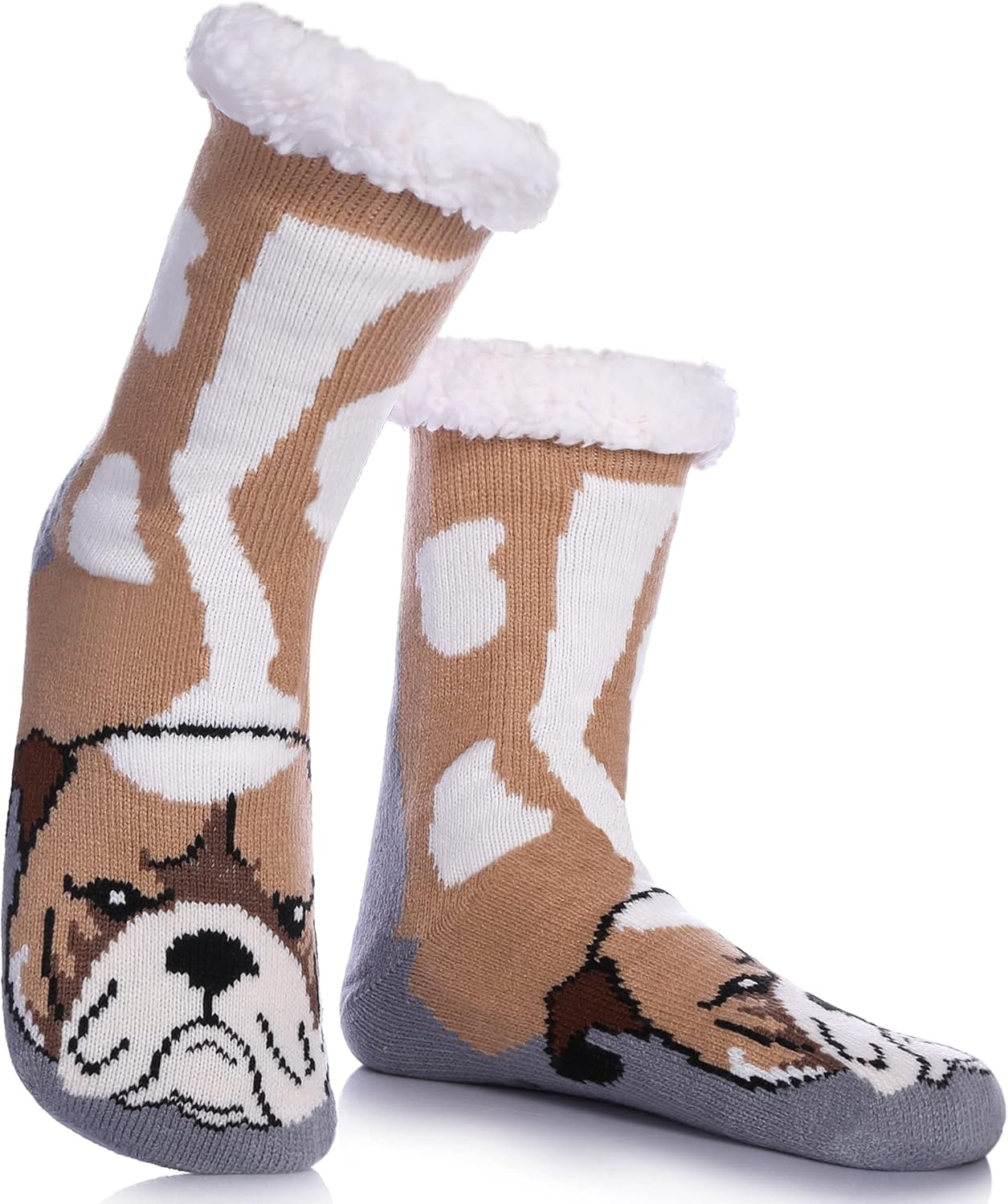 

Мужские домашние носки-тапочки DYW с животным принтом, пушистые, противоскользящие, теплые зимние, мягкие, толстые с флисовой подкладкой