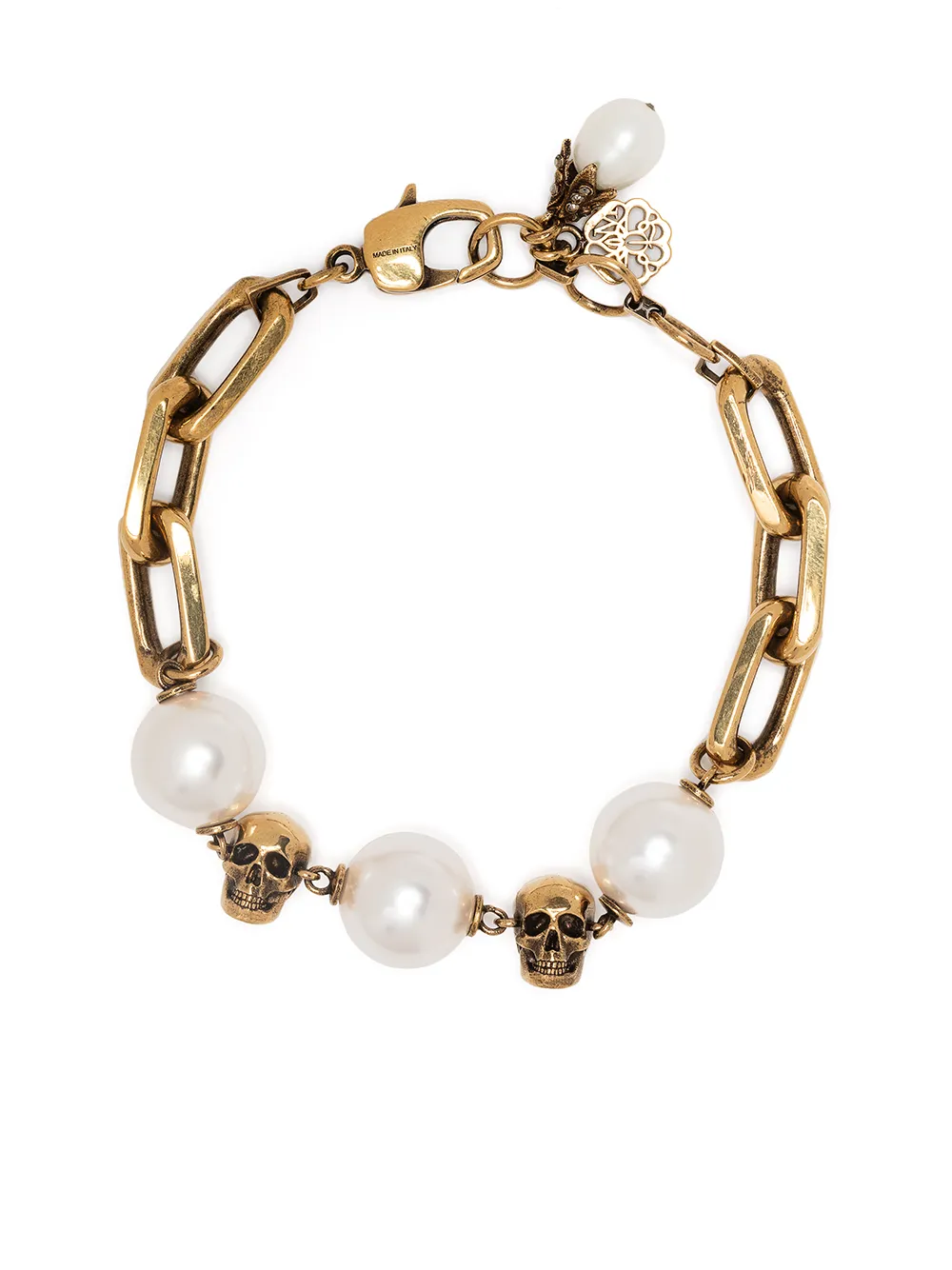 

Браслет с жемчугом и декором Skull Alexander McQueen, золотой