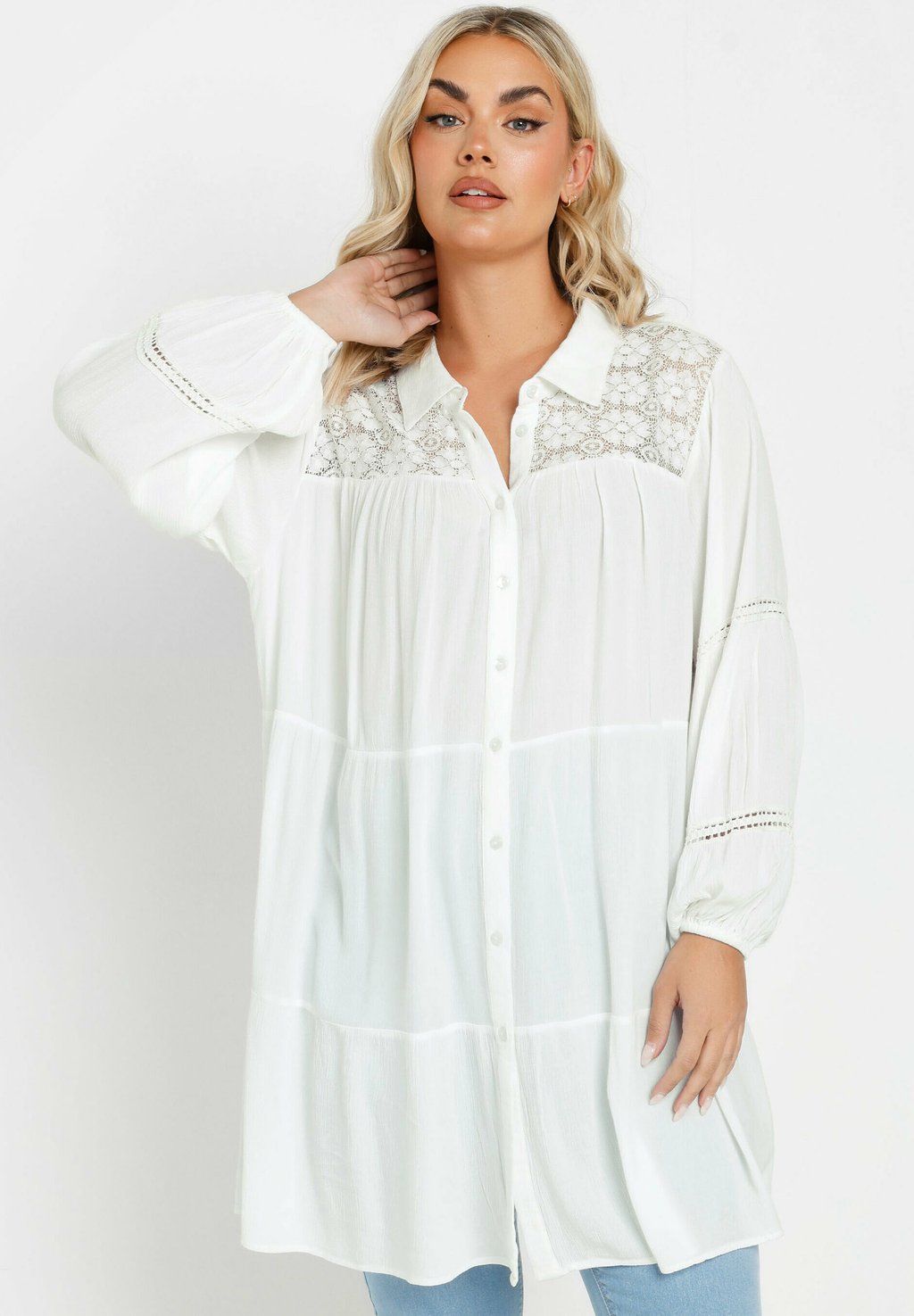 

Блузка на пуговицах TIERED DETAIL Yours Clothing, белый