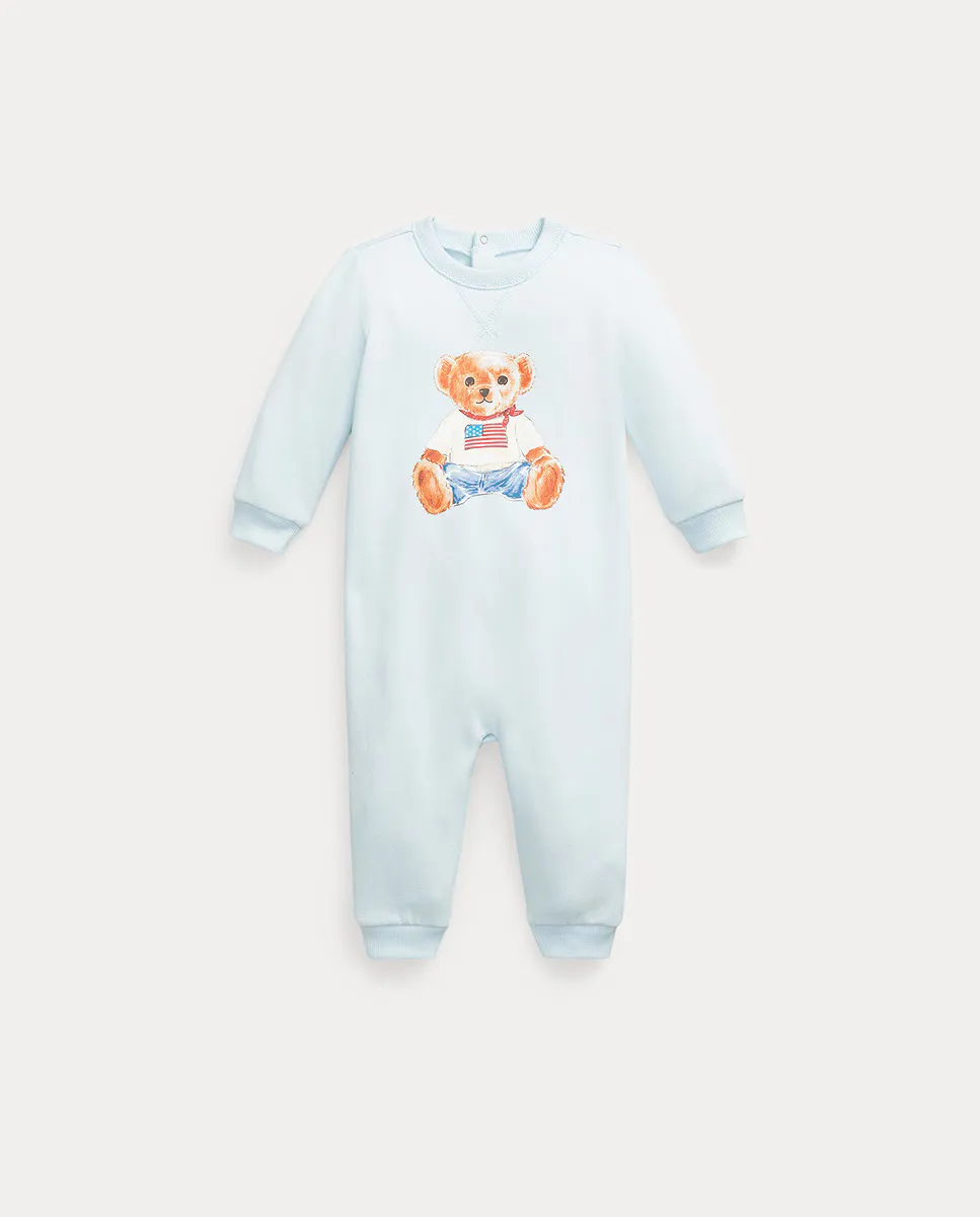 

Детский комбинезон для мальчика из флиса с Polo Bear Polo Ralph Lauren, светло-голубой