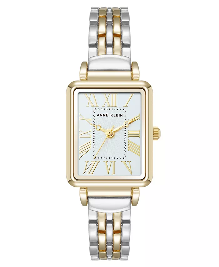 

Женские часы Quartz прямоугольные с римскими цифрами, двухцветный металлический сплав и светло-голубой циферблат, 23 мм Anne Klein