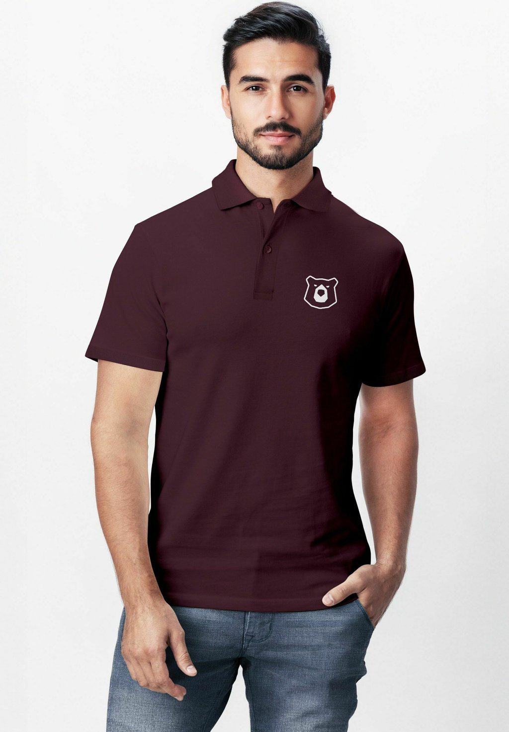 

Рубашка поло MIT BÄRENKOPF LOGO– KURZARM SOMMER CASUAL Neverless, темно-красный
