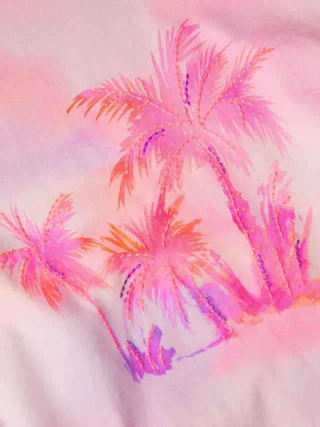 Детская футболка Palm Ombre, розовая Monsoon — фото 2