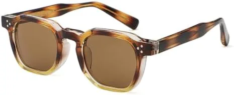 

Солнцезащитные очки в стиле ретро с леопардовым принтом для женщин, унисекс, квадратные солнцезащитные очки для мужчин, многоугольные, UV400 MTZJH, Leopard With Brown