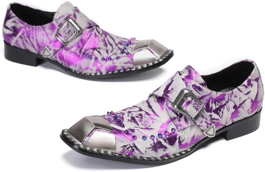 Лоферы мужские, кожаные, Dress Shoes, Purple — фото 3
