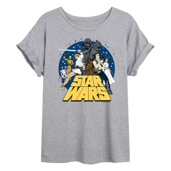 

Ретро футболка оверсайз для подростков Star Wars, серый