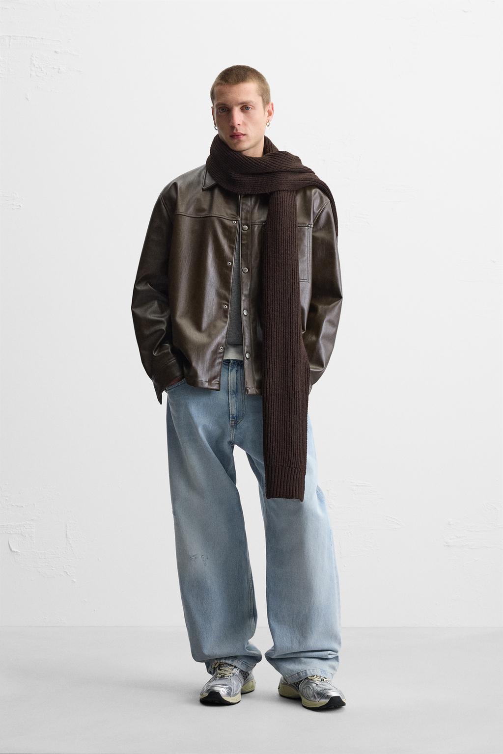 

Рубашка с эффектом мытой кожи ZARA, цвет Leather