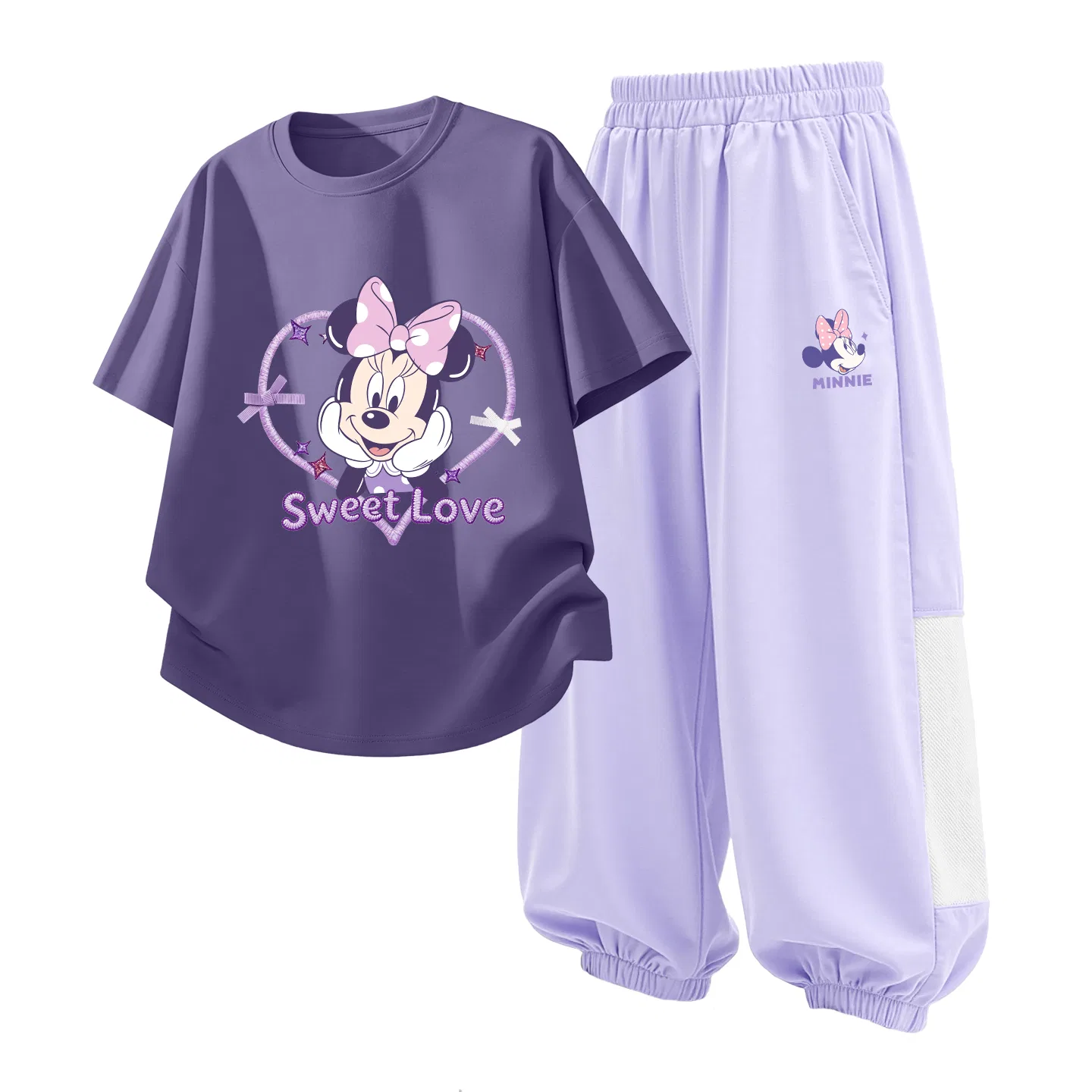 Детская повседневная спортивная футболка с круглым вырезом Disney, Dielove Starry Night Purple+Diene Kelo Rose Purple